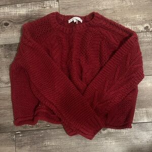 Endless Rose Deep Red Cable Knit Sweater